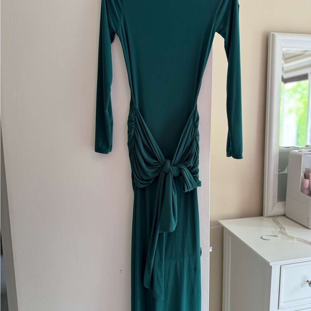 Elegant Teal Long Sleeve Dress